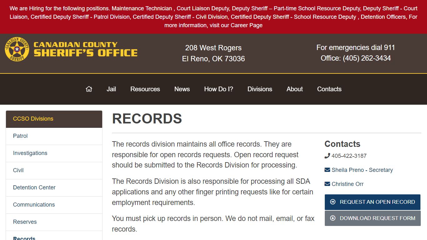 Records - Canadian County Sheriff's Office El Reno, OK